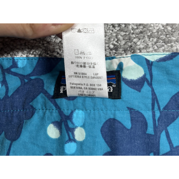 Patagonia Button Out Boardie Swim Skirt Womens 6 Nylon Floral Snap Blue - Picture 3 of 10